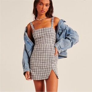 ABERCROMBIE & FITCH TWEED PLAID JUMPER DRESS SIZE XXS EUC